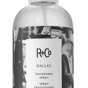 Clear spray bottle labeled RH Co Dallas Thickening Spray, 251 ml / 8.5 fl oz.
