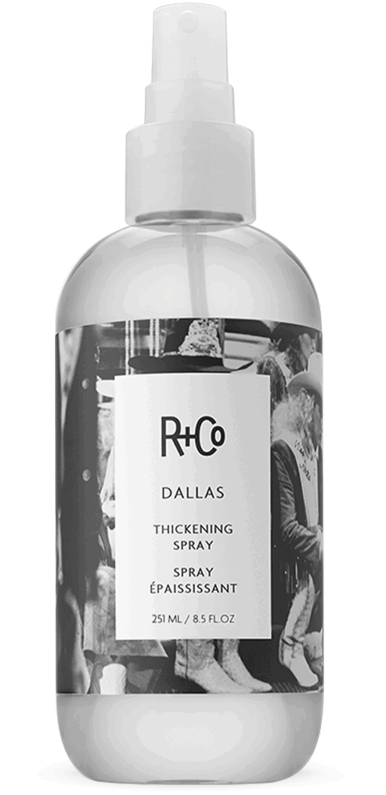 Authentic R+Co DALLAS Thickening Spray sold at Vamp Salon in Brentwood