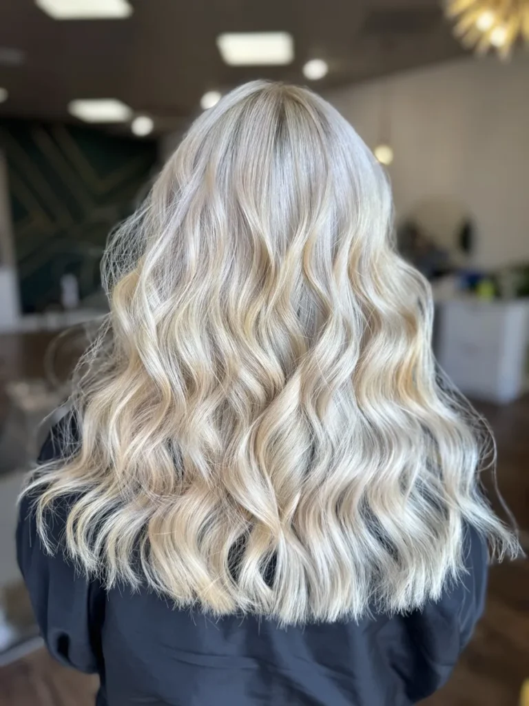 After color correction at Vamp Salon — bright, even, dimensional blonde, color correction Brentwood, CA