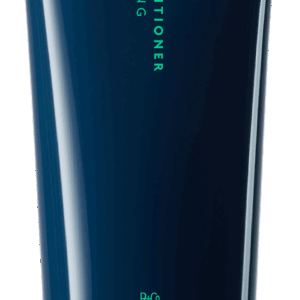 DE LUXE REPARATIVE CONDITIONER - R+Co available at Vamp Salon Brentwood - Vamp Salon Extension Studio Dark blue tube labeled 'R+Co BLUE' De Luxe Reparative Conditioner with a bright green cap at the bottom, vertical text.
